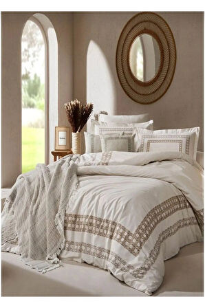 Çift Kişilik (Çarşafı Lastikli) Nevresim Takımı Aurea Krem