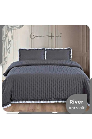 Çapa Home Çift Kişilik River Fırfırlı Yatak Örtüsü (Çift Taraflı)