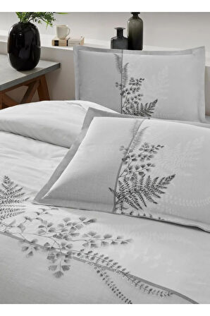 Çift Kişilik (Çarşafı Lastikli) Nevresim Takımı Helecho Gri