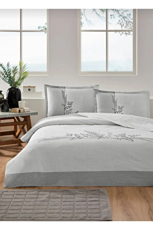 Tek Kişilik (Çarşafı Lastikli) Nevresim Takımı Helecho Gri