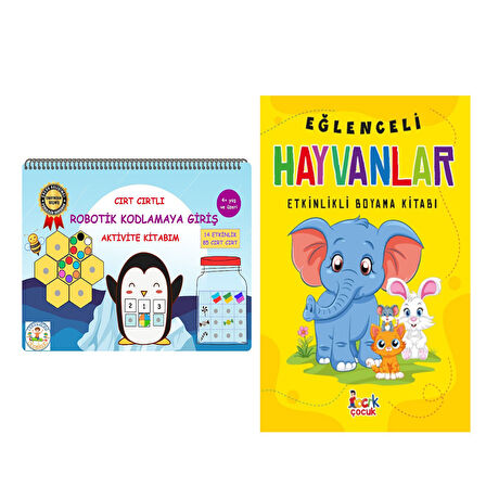 Becerikli Kaşifler Cırt Cırtlı Robotik Kodlamaya Giriş Aktivite Kitabım ve Bıcırık Eğlenceli Hayvanlar Seti 2 Kitap