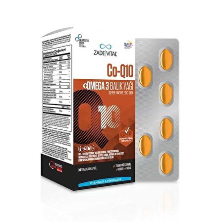 Zade Vital Co-Q10 Omega 3 Balık Yağı 30 Kapsül