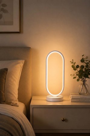 Zzez Beyaz Renk Gün Işığı Led Işıklı Modern Tasarım Led Masa Lambası - Abajur - Gece Lambası