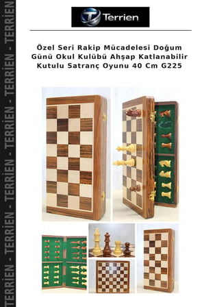 Özel Seri Rakip Mücadelesi Doğum Günü Okul Kulübü Ahşap Katlanabilir Kutulu Satranç Oyunu 40 Cm G225