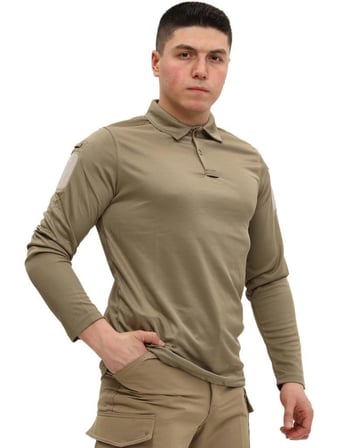Özel Üretim Single Sword Polo Yaka Uzun Kol Taktik T-Shirt Sade Tasarım Tekstil Ürün Kollu Giyim