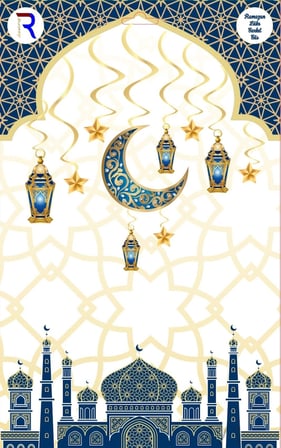 Delux Serisi Duvar Objesi Oda Dekoru Dekor 10’LU DESENLİ RAMAZAN TAVAN SARKITI MAVİ