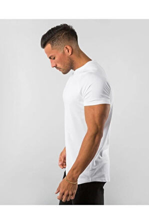 Erkek Siyah  Basic Pamuk Bisiklet Yaka T-shirt