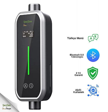ŞarjZen Power Zen 2 - 7.4 kW Taşınabilir Araç Şarj Cihazı (Wifi+Bluetooth Mobil Uygulama)