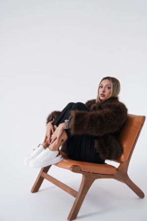 Vega Premium Leopar Detaylı Beyaz Kadın Spor Ayakkabı