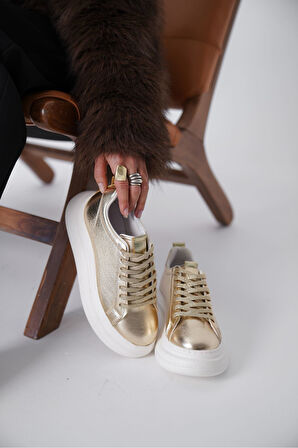 Nitra Premium Kadın Altın Sneaker