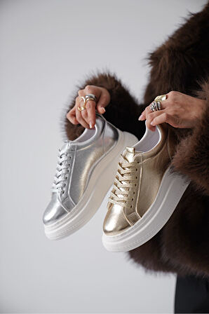 Nitra Premium Kadın Altın Sneaker