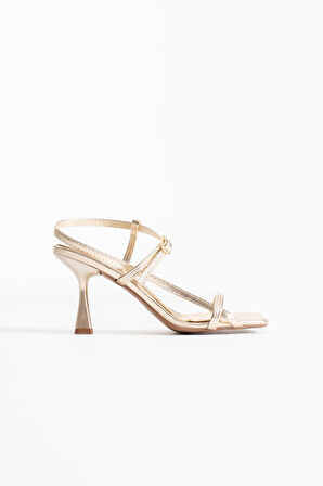 Rossie Premium Kadın Altın Topuklu Sandalet