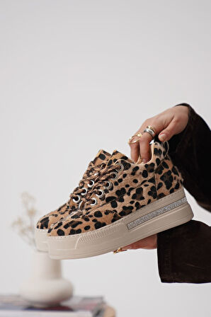 LUNORA Limited Series Leopar Desen Ortopedik Kadın Sneaker