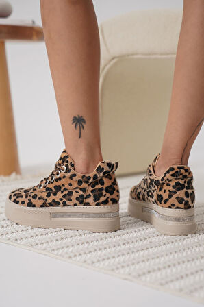 LUNORA Limited Series Leopar Desen Ortopedik Kadın Sneaker
