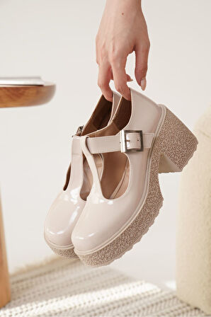 Mathilda Premium Kadın Bej Rugan Platform Ayakkabı