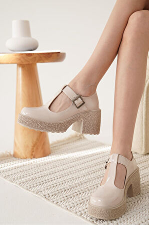 Mathilda Premium Kadın Bej Rugan Platform Ayakkabı