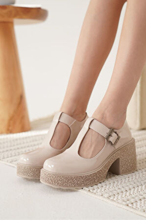 Mathilda Premium Kadın Bej Rugan Platform Ayakkabı