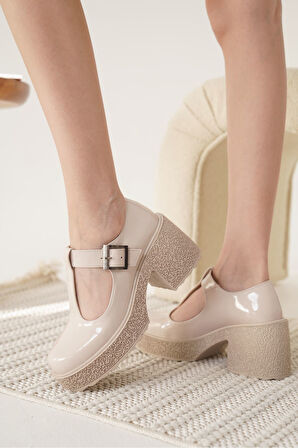 Mathilda Premium Kadın Bej Rugan Platform Ayakkabı