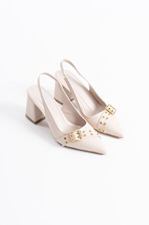 Keira Premium Bej Kadın Topuklu Ayakkabı