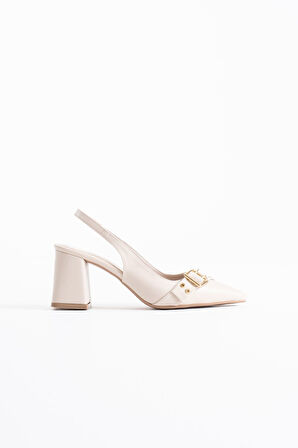 Keira Premium Bej Kadın Topuklu Ayakkabı