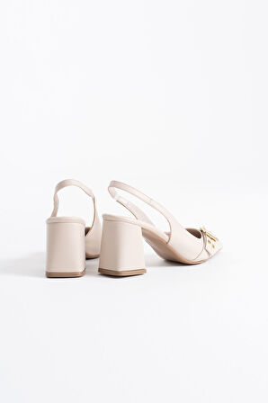 Keira Premium Bej Kadın Topuklu Ayakkabı