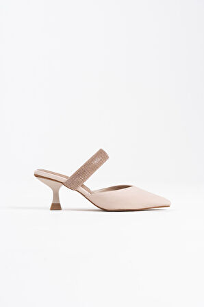 Nina Premium Topuklu Bej Kadın Terlik