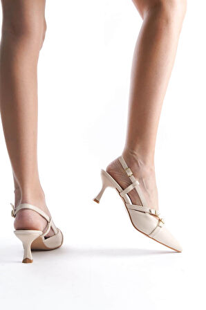 Perla Premium Kadın Bej Topuklu Ayakkabı