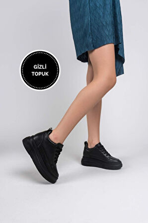Alexis Premium Gizli Topuk Siyah Kadın Spor Ayakkabı