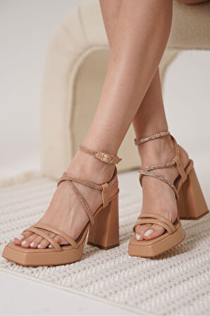 Carmen Premium Kadın Nude Topuklu Sandalet