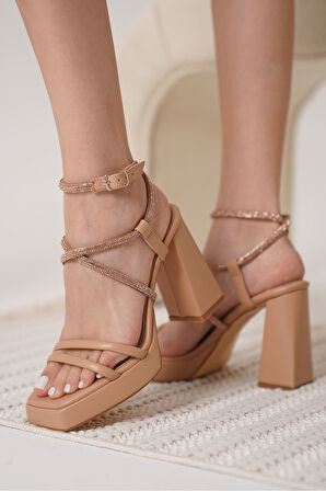 Carmen Premium Kadın Nude Topuklu Sandalet