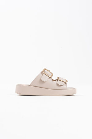 Nare Premium Bej Cilt Terlik