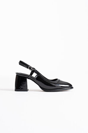 Taila Premium Siyah Rugan Kadın Topuklu Ayakkabı