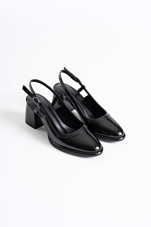 Taila Premium Siyah Rugan Kadın Topuklu Ayakkabı