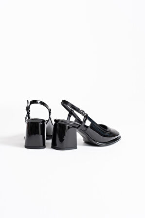 Taila Premium Siyah Rugan Kadın Topuklu Ayakkabı