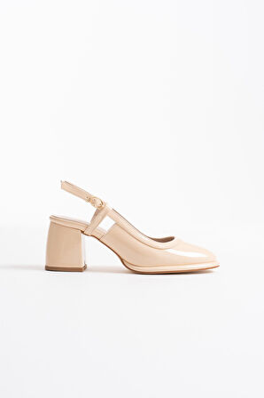 Taila Premium Açık Sarı Rugan Kadın Topuklu Ayakkabı