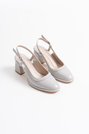 Taila Premium Gri Rugan Kadın Topuklu Ayakkabı