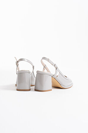 Taila Premium Gri Rugan Kadın Topuklu Ayakkabı