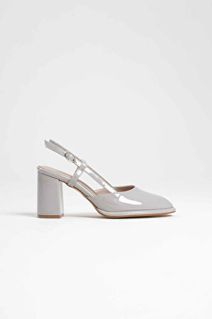 Denma Premium Gri Rugan Kadın Topuklu Ayakkabı