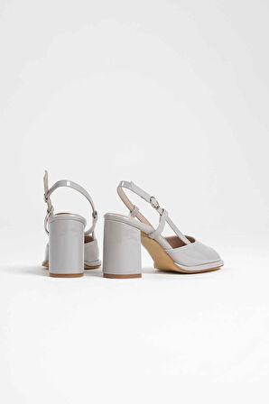 Denma Premium Gri Rugan Kadın Topuklu Ayakkabı