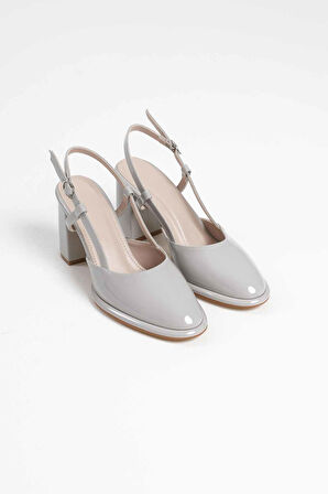 Denma Premium Gri Rugan Kadın Topuklu Ayakkabı