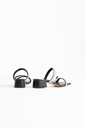 Tanya Premium Siyah Kadın Taşlı Terlik