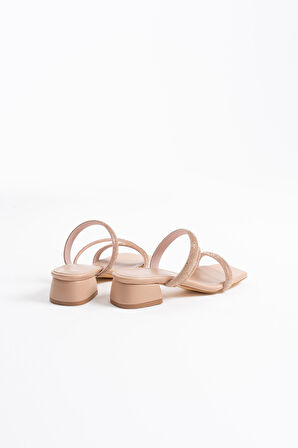 Tanya Premium Nude Kadın Taşlı Terlik