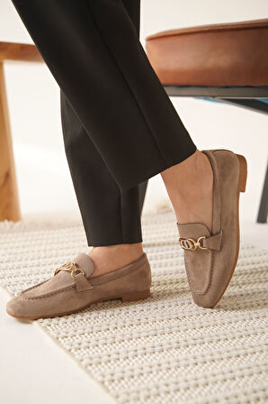 Hera Premium Kadın Süet Vizon Günlük Babet