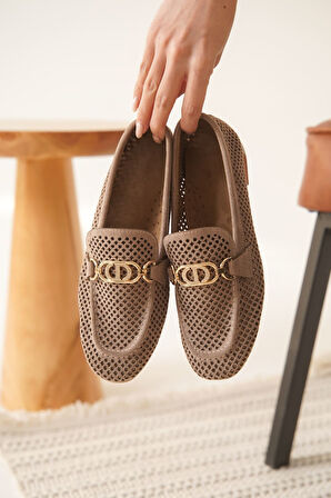 Sally Premium Kadın Süet Vizon Günlük Babet