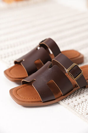 Garcia Premium Acı Kahve Hakiki Deri Terlik