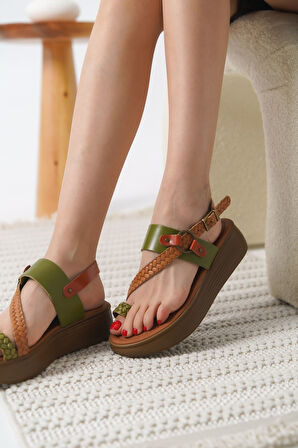 Likya Premium Çok Renkli Hakiki Deri Sandalet