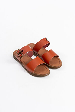 Kares Premium Kiremit Hakiki Deri Terlik