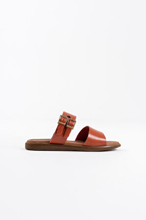 Kares Premium Kiremit Hakiki Deri Terlik