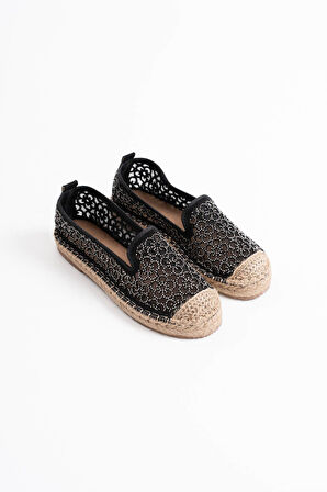 Dune Premium Kadın Siyah Espadril Ayakkabı