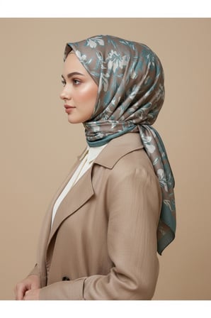 Çiçek Motifli Floral Desenli Özel Tasarım Şal